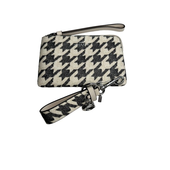 Coach Houndstooth print Silver/Cream/Black Loop bag charm and Wristlet Bag